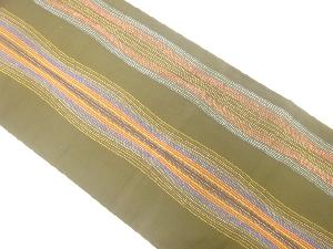 アンティーク　よろけ縞模様織り出し全通袋帯(材料)